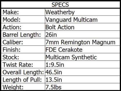WEATHERBY VGD MULTICAM 7MM REM MAG 26in 3rnd - Image 3