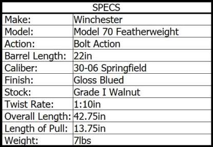 WINCHESTER M70 FEATHERWEIGHT NS 30-06 SPRG 22in 5rnd - Image 4