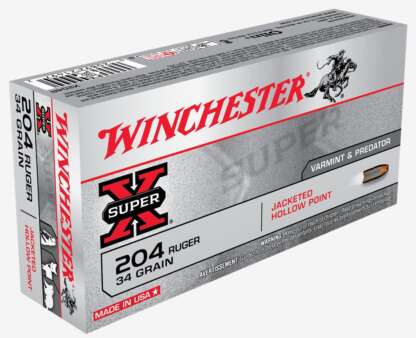 WINCHESTER SUPER X 204 RUGER 34gr JHP 20pk 4025fps