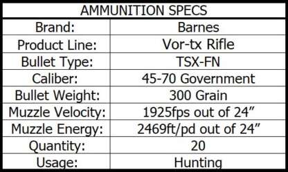 BARNES VOR-TX 45-70 GOVT 300gr TSX FN 1905fps 20pk - Image 2