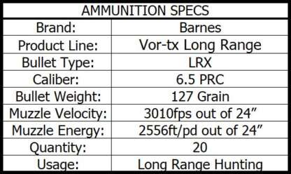 BARNES VOR-TX LR 6.5 PRC 127gr LRX BT 3010fps 20pk - Image 3