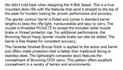 BROWNING X-BOLT SPEED OVIX 300 WSM w/MUZZLEBRAKE 23in 3rnd - Image 3