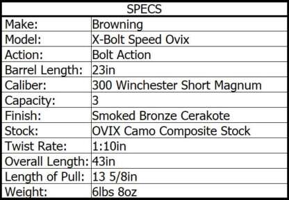 BROWNING X-BOLT SPEED OVIX 300 WSM w/MUZZLEBRAKE 23in 3rnd - Image 4