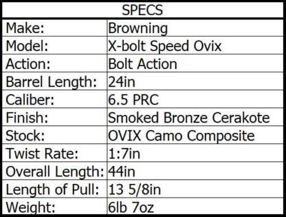 BROWNING X-BOLT 6.5 PRC SPEED OVIX MB 24in 3rnd - Image 4