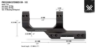 VORTEX SPORT CANTILEVER 3in OFFSET 1in 1.59in/40.39mm