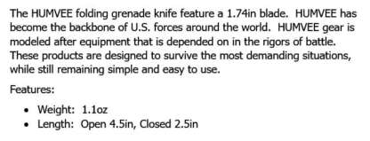 HUMVEE GRENADE KNIFE - Image 5