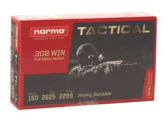 NORMA TACTICAL 308 WIN 150gr FMJ 2625fps 20pk