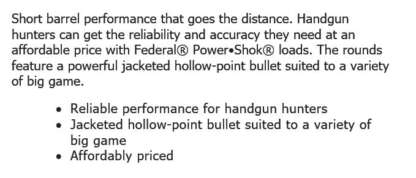 FEDERAL POWER-SHOK 41 REM MAG 210gr JHP 1230fps 20pk - Image 2