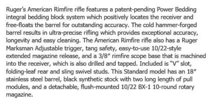 RUGER AMERICAN RIMFIRE 22LR SS 22in 10rnd - Image 2