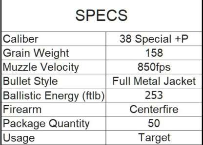 CCI BLAZER 38 SPECIAL+P 158gr FMJ ALUMINUM 850fps 50pk - Image 3