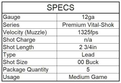 FEDERAL PREMIUM VITAL-SHOK 12ga 00 BUCK 2.75in 1325fps 5pk - Image 3