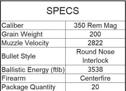 HSM 350 REM MAG 200gr CLASSIC RNI 2822fps 20pk - Image 4