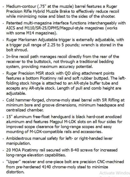 RUGER PRECISION ENHANCED 308 WIN W/10rnd A1 MAG 24in - Image 2