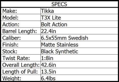 TIKKA T3X LITE 6.5x55 SS/SYN 22.4in 3rnd - Image 3