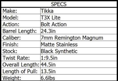 TIKKA T3X LITE 7MM REM MAG SS/SYN 24.3in 3rnd - Image 3