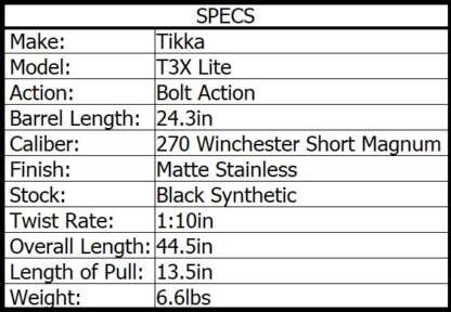 TIKKA T3X LITE 270 WSM SS/SYN 24.3in 3rnd - Image 3