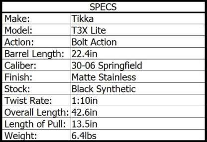 TIKKA T3X LITE 30-06 SPRG SS/SYN 22.4in 3rnd - Image 3