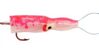 PEE WEE UV PINK SPATTER P-TIED 1 1/2in WIGGLE HOOCHIE WITH ACTION BILL