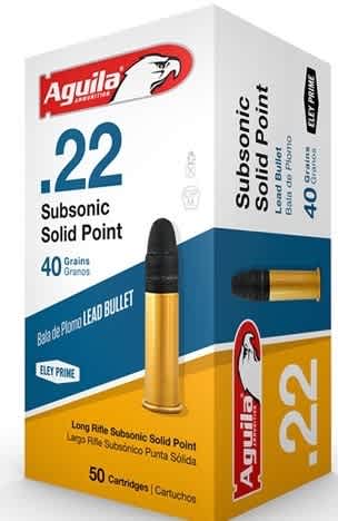 AGUILA 22LR SUBSONIC 40gr SOLID POINT 1025fps 50pk