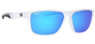 CALCUTTA JETTY CRYSTAL SMOKE FRAME BLUE MIRROR LENS POLARIZED SUNGLASSES