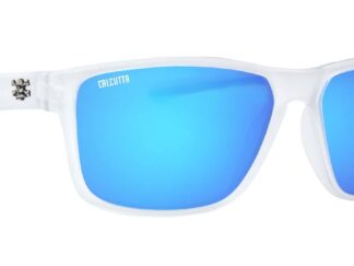 CALCUTTA JETTY CRYSTAL SMOKE FRAME BLUE MIRROR LENS POLARIZED SUNGLASSES