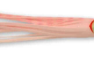 P-LINE 2.5in WHITE PINK STRIPE HOOCHIE 9pk