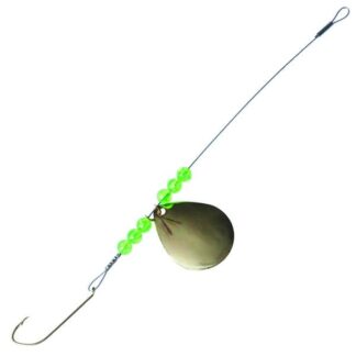 EAGLE CLAW 1/0  GOLD GREEN BEAD LAZER PIKE SPIN RIG